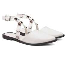 Women's Slingback Mule Shoes In Beige, Light White, Studded - 白色 - 查看 1