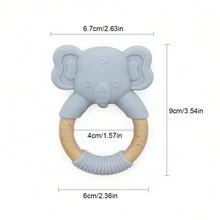 1 件装婴儿硅胶牙胶，枫木大象出牙玩具，硅胶，新生儿礼物 - 彩色 - 查看 2