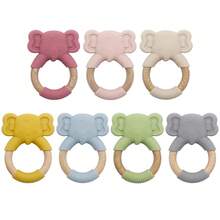 1 件装婴儿硅胶牙胶，枫木大象出牙玩具，硅胶，新生儿礼物 - 彩色 - 查看 7