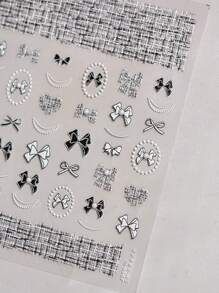 Beautizon Nailartlab 1片山茶花蝴蝶结美甲贴纸，半圆形仿珍珠装饰，DIY Y2K风格秋季美甲装饰3D美甲贴纸 - 彩色 - 查看 2