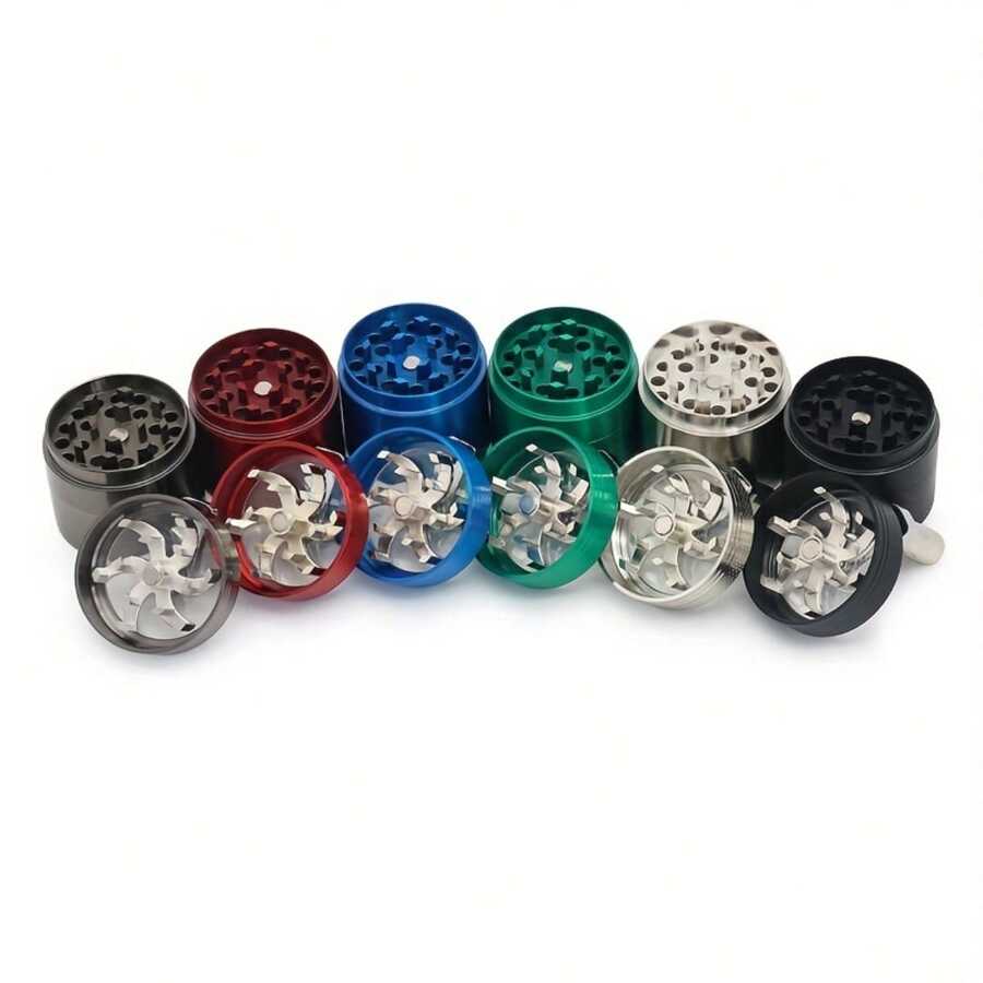 Herb Grinder 40mm 4Layer Hand Crank Spice Mill With Mesh Screen, Non