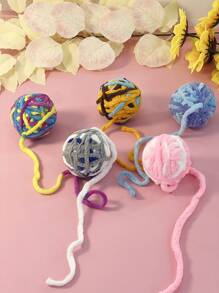 Juguete para mascotas para gatos, colorida bola de hilo tejida a mano con cascabel, solo para uso de mascotas