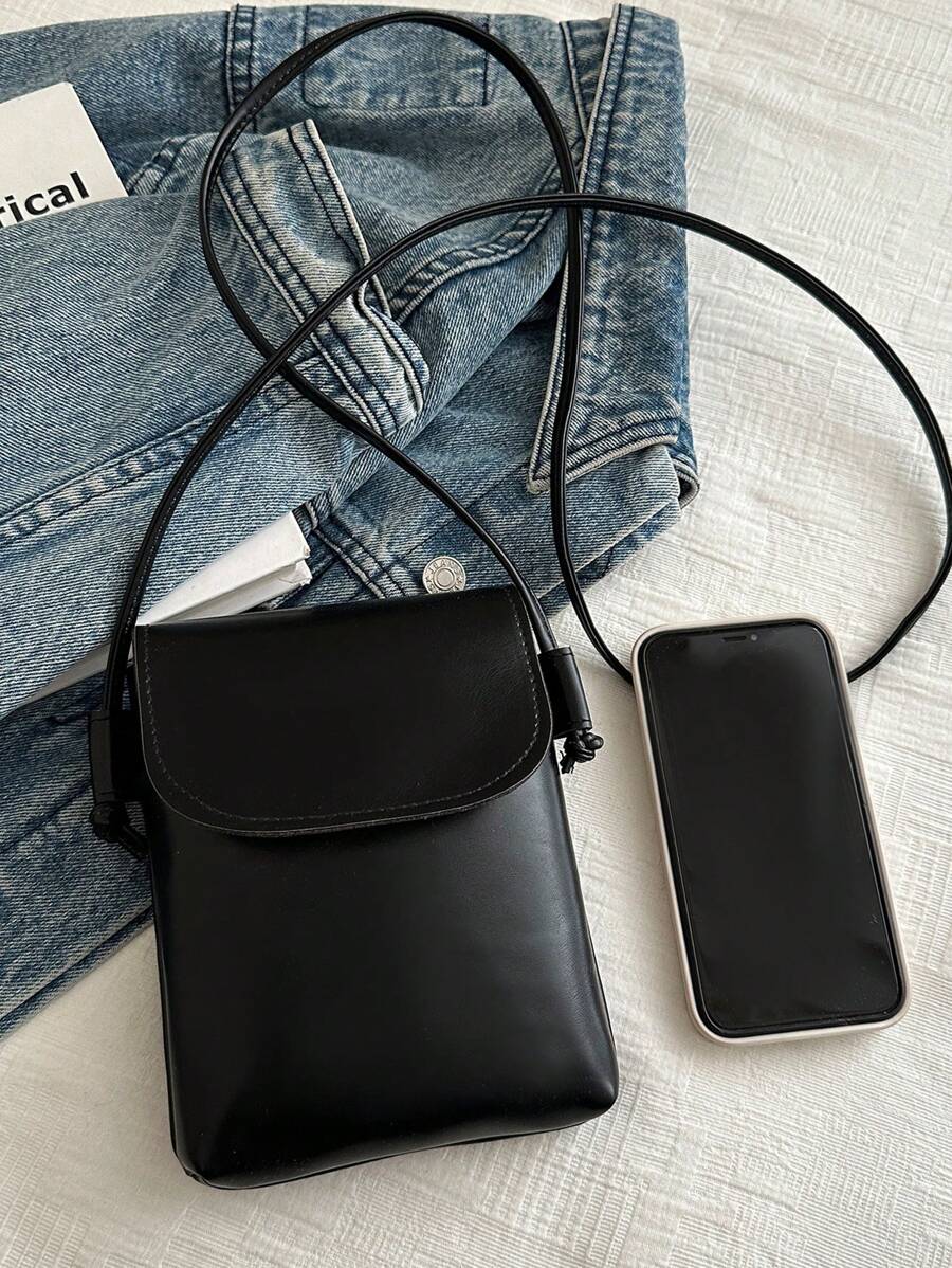 Fashion Simple Solid Color PU Leather Flap Crossbody Bag For Women