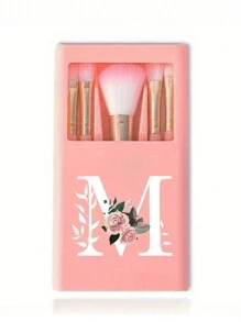 Bộ cọ trang điểm cầm tay có gương, in hình hoa chữ cái A-Z, bộ cọ trang điểm lông mềm, cọ trang điểm du lịch có hộp gương, bút trang điểm mini đa chức năng, cọ đánh nền, cọ đánh phấn mắt, dụng cụ làm đẹp cho người mới bắt đầu, hộp đựng cọ trang điểm, giá đựng cọ trang điểm bao gồm cọ trang điểm, quà tặng tiện lợi cho bé gái, bộ dụng cụ trang điểm lý tưởng, đồ dùng du lịch cầm tay cần thiết. - Hồng - Xem 8