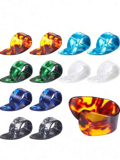 Set de 6 piezas de dedales para el pulgar, que incluye dedales para el pulgar de guitarra de celuloide, dedales para el pulgar ajustables para bajos, para guitarra, banjos y otros instrumentos, como ideas de regalo de Navidad, oferta de temporada navideña