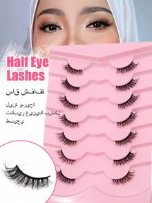 7 对半睫毛自然外观，柔软纤细短假睫毛，眼尾延长，适合初学者眼妆可重复使用 - 眼尾拉長款 - 查看 1