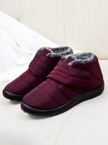 Botas de nieve térmicas antideslizantes para mujer, adecuadas para interiores y exteriores, a juego en pareja - Rojo - Ver 1
