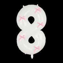40" roze strikdecoratie witte cijfers folie ballonnen 0-9, roze strikdecoratie, geschikt voor verjaardagsfeestjes, Valentijnsdag, jubileum, bruiloft, Kerstmis, nieuwjaarsdecoratie