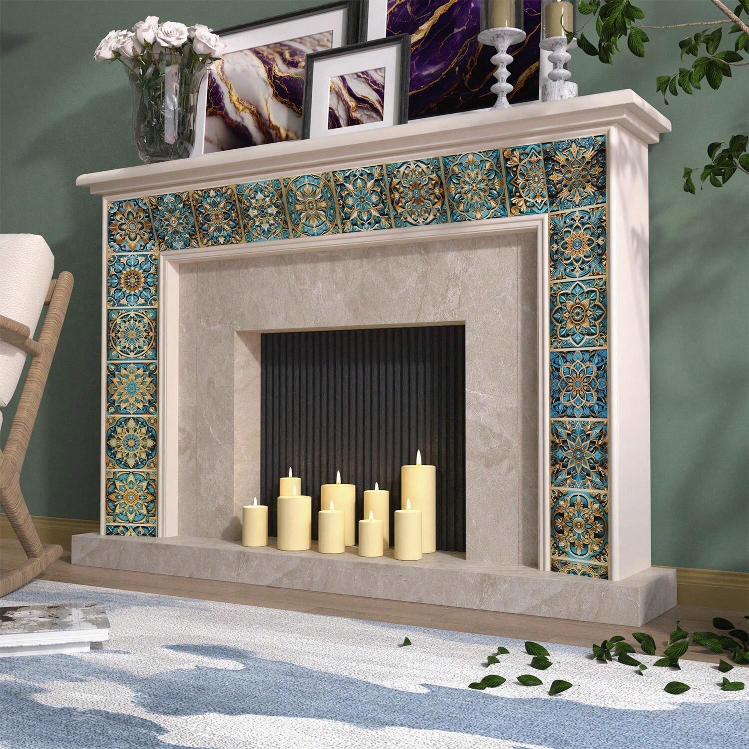 24pcs European Style Tile Stickers Waterproof PVC Decorative Wall