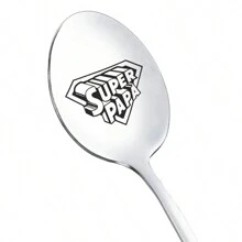 不锈钢勺子最佳爸爸老板家庭餐具父亲节礼物酷字母坚固的冰淇淋勺返校 - 銀色 - 查看 9