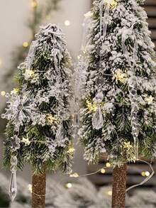 5 件/套圣诞雪花装饰、透明塑料水晶装饰、圣诞树 DIY 装饰、家庭房装饰、冬季派对吊坠装饰、窗户装饰吊坠、节日派对婚礼装饰 - 彩色 - 查看 3