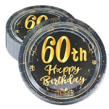 10 chiếc, Đĩa giấy tiệc sinh nhật vui vẻ màu đen và vàng 18, 40, 50, 60, 70, Quay lại năm 1984 Đồ dùng trang trí tiệc sinh nhật cho nam nữ Chúc mừng sinh nhật 18, 40, 50, 60, 70 tuổi Đĩa giấy 7'', Quà tặng đồ ăn tối kỷ niệm ngày cưới cho tiệc độc thân, - Nhiều màu - Xem 9