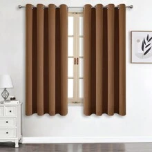1 件或 2 件可选顶部孔眼窗帘布，优质面料三层编织遮光隔热窗帘，适用于卧室、客厅、餐厅、厨房、橱柜，咖啡棕色 - 咖啡棕 - 查看 26