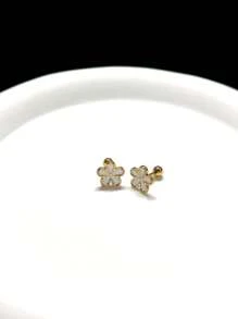 Delicate 3D Flower Earring Set, Small Stud Earrings, Fashionable, Simple, Textured Design, Suitable For Women To Wear Casually, Black, Gold, Steel Grey Tones Valentines - Multicolor - View 5