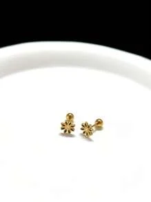 Delicate 3D Flower Earring Set, Small Stud Earrings, Fashionable, Simple, Textured Design, Suitable For Women To Wear Casually, Black, Gold, Steel Grey Tones Valentines - Multicolor - View 7