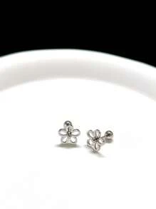 Delicate 3D Flower Earring Set, Small Stud Earrings, Fashionable, Simple, Textured Design, Suitable For Women To Wear Casually, Black, Gold, Steel Grey Tones Valentines - Multicolor - View 9