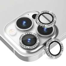 1Set Glitter Bling Metal Glass Camera Lens Protector Compatible With Iphone 15 14 13 11 Pro Max Plus 12 Mini 15Pro 14Pro Women Ring Lens Cover Gift For Birthday, Family, Friends Sparkling Crystal, Lens Protector, Phone Accessories
