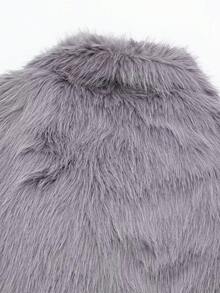 HH 女式仿皮草夹克优雅纯色翻领长袖外套休闲宽松女式冬季超大码淑女时尚街头风夹克 - 淺灰紫 - 查看 9