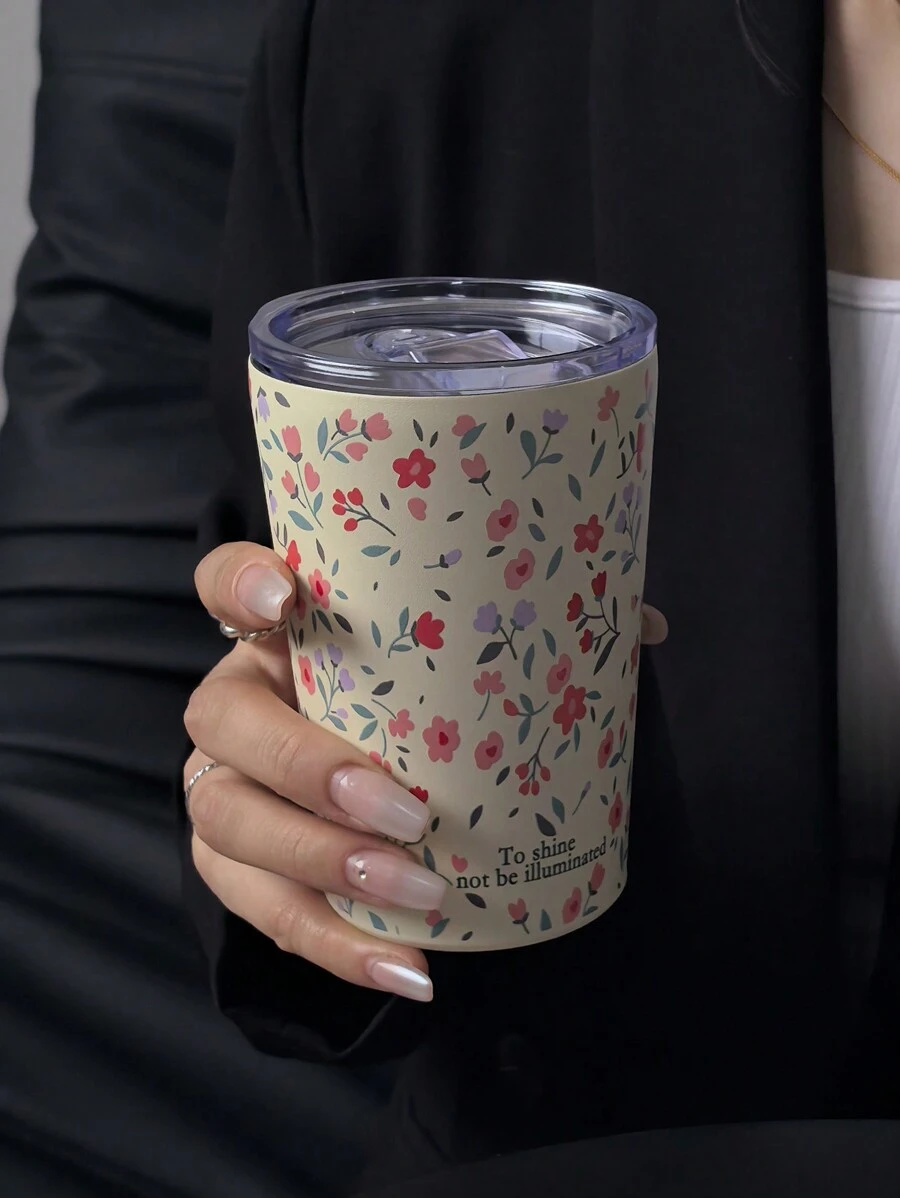 1 chiếc cốc 350ML/11,8OZ hoặc 280ML/9,47OZ Red Floral Series, cốc cà phê cách nhiệt bằng thép không gỉ hai lớp, bình chân không để du lịch và dã ngoại, cốc đáy phẳng, cốc xe hơi, đồ uống cho mọi mùa, quà tặng ngày lễ bình đựng nước trở lại trường - Nhiều màu - Xem 1