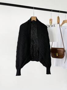 1 件纯色休闲羊毛针织冬季流苏条纹腈纶围巾，时尚蓝色尼龙涤纶颈部保暖器 - 彩色 - 查看 16