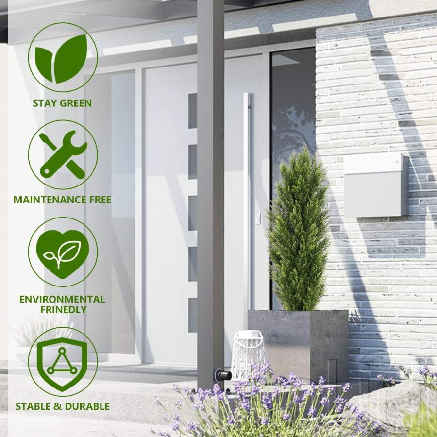 ChristmasLike Artificial Cedar Cypress Plants Faux Boxwood Pine