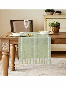 1 chiếc khăn trải bàn màu trơn hiện đại thanh lịch - Trang trí nhà bếp thời trang với điểm nhấn tua rua - Bền và dễ chăm sóc cho bàn ăn & tăng tính thẩm mỹ cho phòng - Nhiều màu - Xem 9