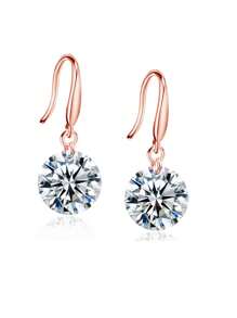 MONALLY 1pair Elegant Silver Cubic Zirconia Drop Earrings Glitter Style Women's Gift For Christmas & Parties