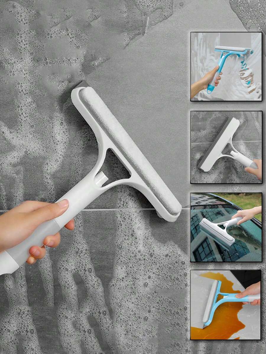 1 chiếc chổi lau kính đa năng có bình xịt, dụng cụ cạo kính, gạt nước đa năng, dụng cụ vệ sinh nhà bếp 3 trong 1 chổi lau cửa vòi hoa sen, gương, cửa sổ, kính ô tô, tường phòng tắm, mặt bếp