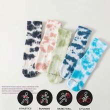 Nuevos calcetines de tubo medio de yoga con teñido anudado para mujeres, calcetines antideslizantes que absorben la humedad para usar en casa, ejercicio, pilates y fitness, ideales para otoño/invierno