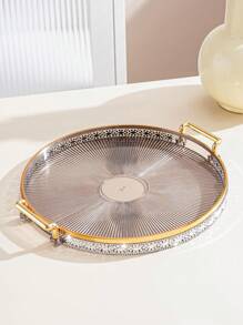 1 szt. Luksusowa taca ozdobiona kryształkami, kuchnia, prezent świąteczny - Szary - Zobacz 14