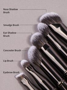 MAANGE Professional Eye Makeup Brush Set, Detachable Replaceable Brush Heads, Portable Eye Makeup Brush Case, Includes Eyeshadow Brush, Eyebrow Brush, Eyeliner Brush, Contour Brush, Soft Fiber Material, Convenient To Carry, Travel Essential, Ideal Gift For Women And Girls - 黑色 - 查看 5