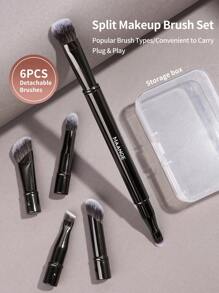 MAANGE Professional Eye Makeup Brush Set, Detachable Replaceable Brush Heads, Portable Eye Makeup Brush Case, Includes Eyeshadow Brush, Eyebrow Brush, Eyeliner Brush, Contour Brush, Soft Fiber Material, Convenient To Carry, Travel Essential, Ideal Gift For Women And Girls - 黑色 - 查看 9