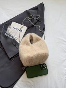 Fluffy Plush Handbag Women, Big Capacity Furry Bucket Bag With Chain Strap, Fashionable Shoulder/Crossbody Bag, New 2024 Autumn/Winter