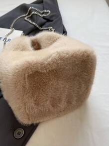 Fluffy Plush Handbag Women, Big Capacity Furry Bucket Bag With Chain Strap, Fashionable Shoulder/Crossbody Bag, New 2024 Autumn/Winter