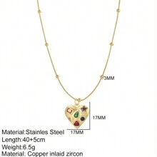 1pc Evil Eye, Bowknot Charm Pendant Necklace, Orange Lucky Golden Heart Pendant Necklace, Cross Pendant Necklace, Mother's Day Gift, Women Stainless Steel Jewelry