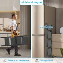 LILIIN Stepladder 3 Steps Foldable, Steel Ladder, Non-Slip Rubber Mats, Widened Steps, Load Capacity Up To 270KG, For Home, Office, Garage, Black - 4 Stufen - View 5