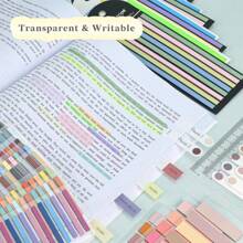 3000 piezas Cinta resaltadora transparente reutilizable, tiras resaltadoras cortas de índice, notas adhesivas estéticas para útiles de oficina y escuela, 10 bloques de cinta resaltadora transparente reutilizable, etiquetas adhesivas transparentes claras para anotar libros, tiras resaltadoras largas marcadores de página, notas adhesivas estéticas para útiles de oficina y escuela - Multicolor - Ver 3