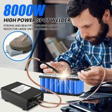Saldatrice a punti 8000W ad alta potenza Saldatrice a punti portatile Saldatrice portatile con corrente regolabile da 0 a 1200 A per batteria 18650 Utensile manuale Pedale / Automatico - Spina tipo C UE (220-240 V) - Visualizzare 2