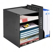 ZhdnBhnos PVC Desktop File Organizer 4 Tier Desk Organizer Paper Letter Tray Organizer File Sorter - Black - View 10