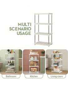 1 kệ đứng độc lập bằng kim loại và nhựa màu trắng 2/3/4 tầng, giá để đồ phòng tắm, kệ lưu trữ cho gia đình, nhà để xe, tầng hầm, nhà kho, phòng giặt ủi - Nhiều màu - Xem 7