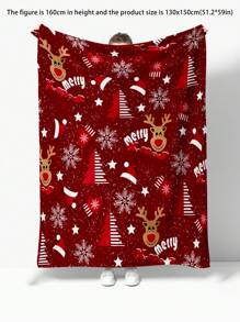 1 pièce Couverture imprimée avec des éléments de Noël, confortable et douce. Textile épais et antibactérien, convient pour le canapé, le lit, le salon, les voyages, le bureau, l'étole, la sieste, la climatisation, la couverture de lit. Cadeau idéal pour un anniversaire, un festival, toute l'année
