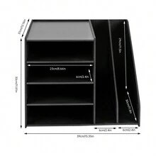 ZhdnBhnos PVC Desktop File Organizer 4 Tier Desk Organizer Paper Letter Tray Organizer File Sorter - Black - View 2