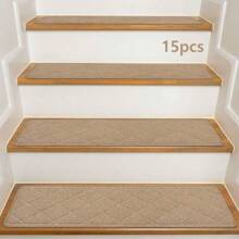 15 Pack 8"X 30" Non-Slip Carpet Stair Runners Treads For Indoor Wooden Steps With Self Adhesive Tape Rug Anti Moving Staircase Covers Mats For Elders And Pets Reusable Washable Adhesive