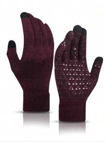 1 Cặp Găng tay mùa đông ấm áp cảm ứng dành cho nam, lót nhiệt, chống gió, chống trượt, găng tay đan dành cho đạp xe - Nhiều màu - Xem 3