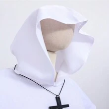 Medieval Monk/Wizard/Priest Cosplay Costume, Solid Color Woven Death Robe For Halloween, Role Play - White - View 7