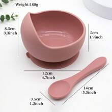 2pcs/Set Baby Silicone Feeding Utensils, Silicone Soft Spoon With Strong Suction Bowl - Multicolor - View 3