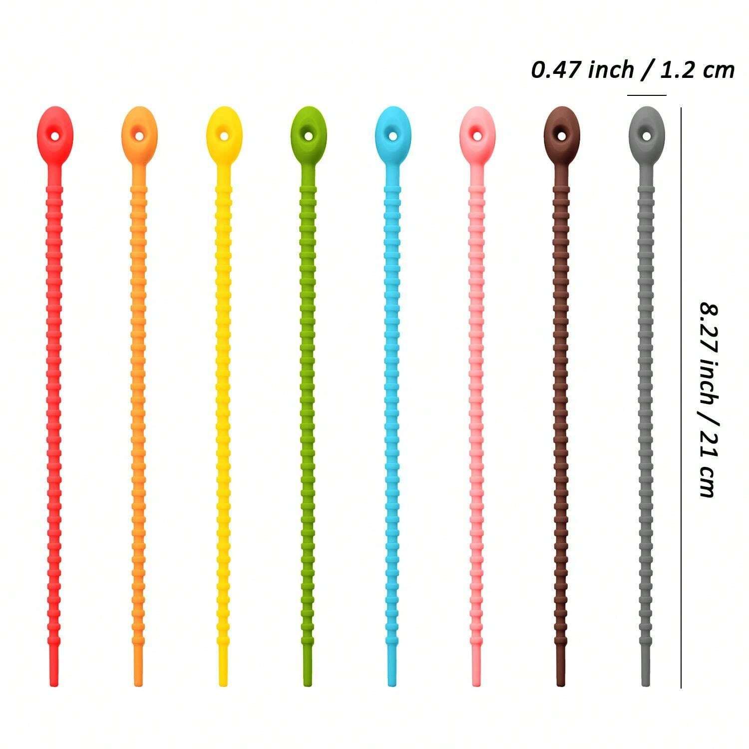 20 Pieces Colorful Silicone Ties Bag Clip, Cable Straps, Bread Tie