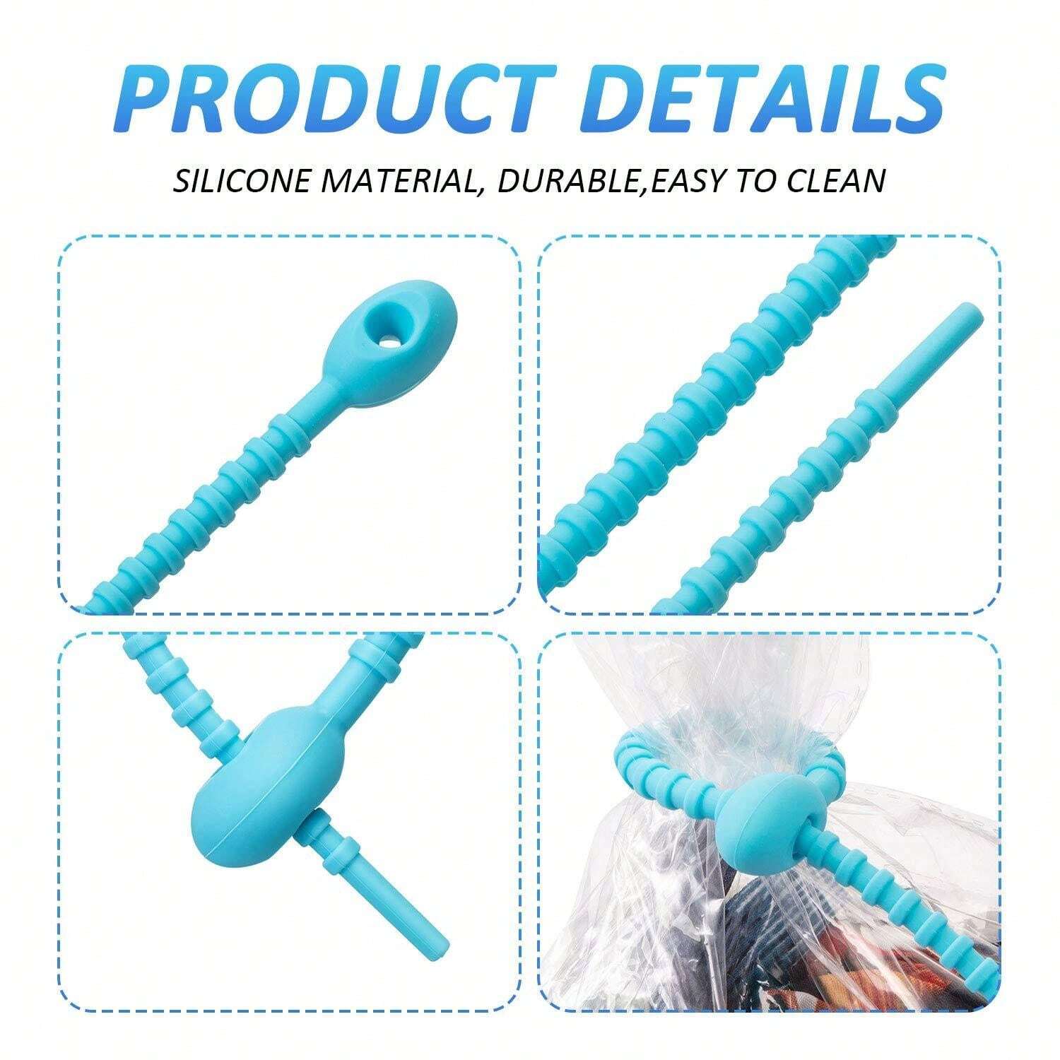 20 Pieces Colorful Silicone Ties Bag Clip, Cable Straps, Bread Tie