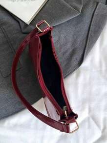 Bolso de hombro con cierre de cremallera de unicolor y estilo minimalista, bolso de hombro con cremallera, bolso de piel sintética de unicolor, bolso burdeos, regalo ideal para Año Nuevo, bolso burdeos de moda