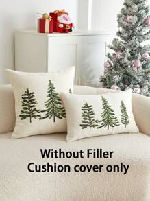 1 Stück grüne Baum Stickerei dekorative Kissenbezug, geeignet für Innenraumdekoration, universeller Kissenbezug, ohne Kisseneinlage